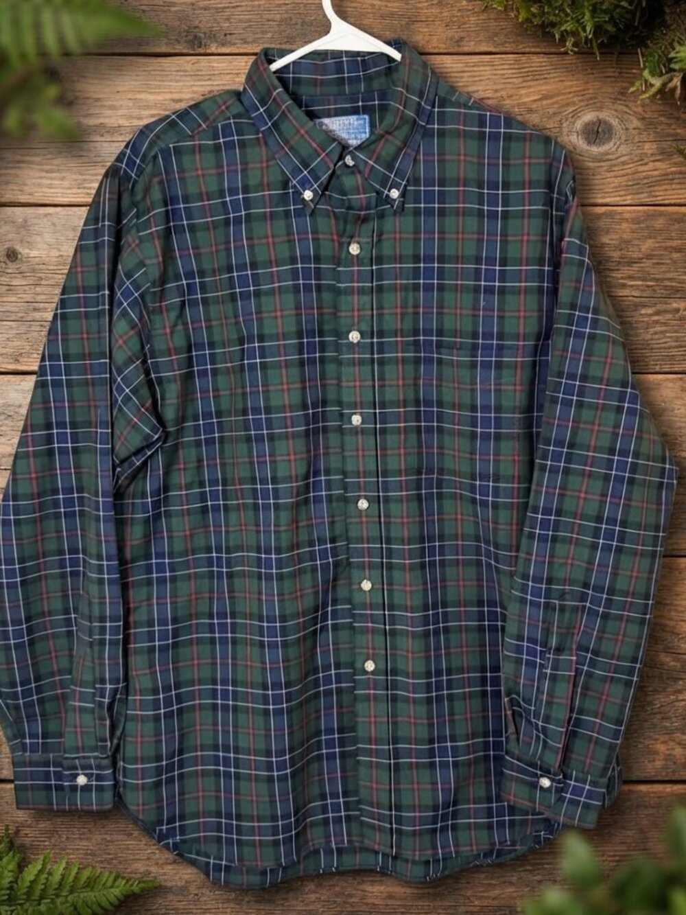 Pendleton Button Lodge Shirt Mens Large Tartan Red Black Gray Wool Plaid